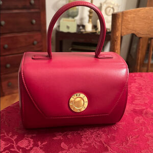 Givenchy Red Leather Circle Logo Box Bag